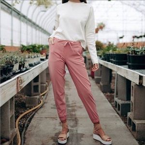 Albion Fit Jetsetter Joggers Pants Mauve Rose Athleisure Travel XS